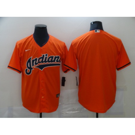 Men's Cleveland indians Blank Orange Cool Base Stitched Jersey