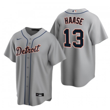 Men's Detroit Tigers #13 Eric Haase Grey Cool Base Stitched Jersey
