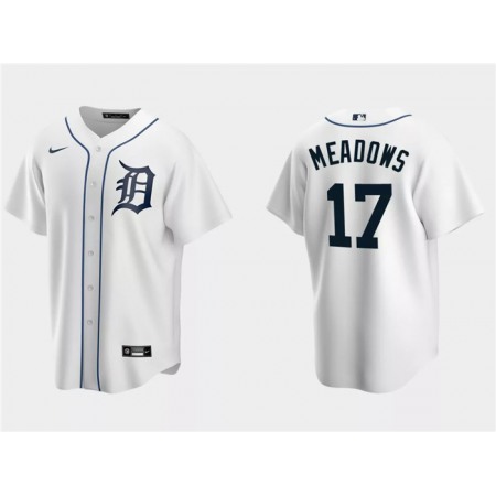Men's Detroit Tigers #17 Austin Meadows White Cool Base Stitched Jersey