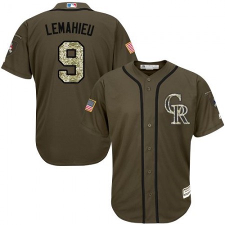 Rockies #9 DJ LeMahieu Green Salute to Service Stitched MLB Jersey