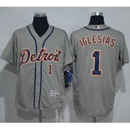 Tigers #1 Jose iglesias Grey Flexbase Authentic Collection Stitched MLB Jersey