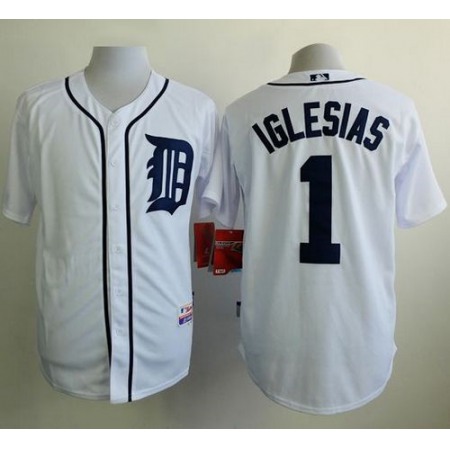 Tigers #1 Jose iglesias White Cool Base Stitched MLB Jersey