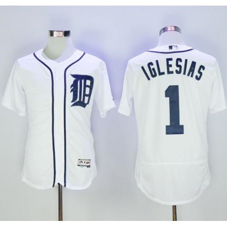 Tigers #1 Jose iglesias White Flexbase Authentic Collection Stitched MLB Jersey