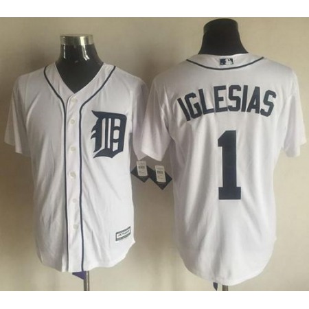 Tigers #1 Jose iglesias White New Cool Base Stitched MLB Jersey