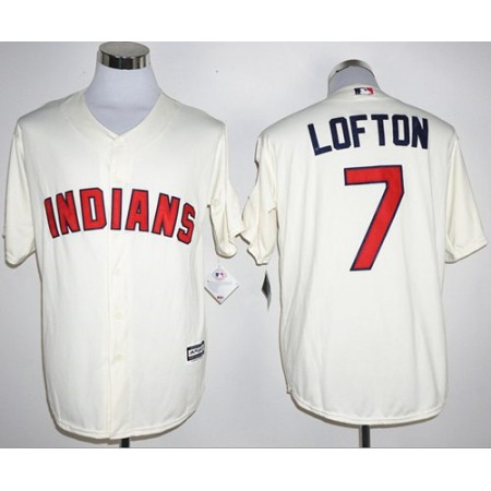 indians #7 Kenny Lofton Cream New Cool Base Stitched MLB Jersey