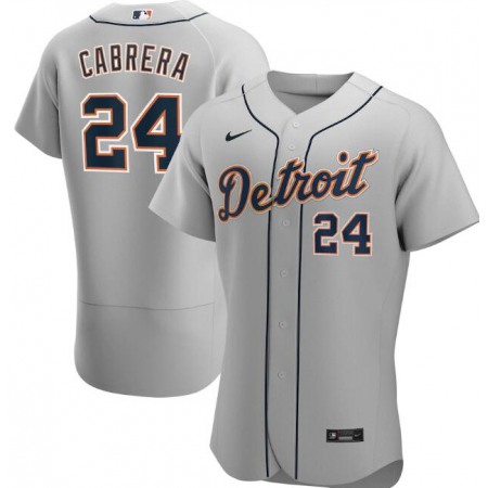 Men's Detroit Tigers #24 Miguel Cabrera Grey Flex Base Stitched Jersey