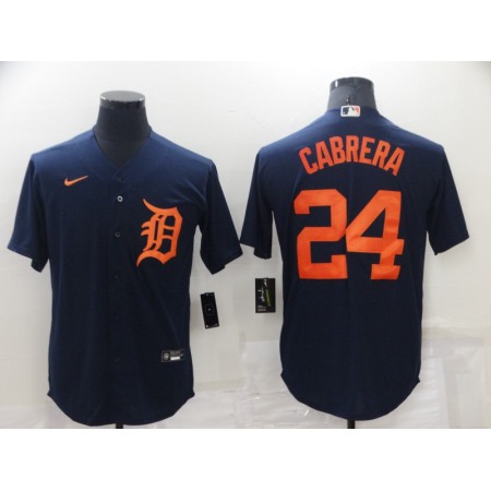 Men's Detroit Tigers #24 Miguel Cabrera Navy Cool Base Stitched Jersey