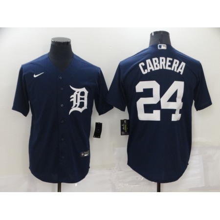 Men's Detroit Tigers #24 Miguel Cabrera Navy Cool Base Stitched Jersey