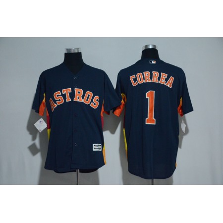 Men's Houston Astros #1 Carlos Correa Majestic Navy Alternate Cool Base Stitched MLB Jersey