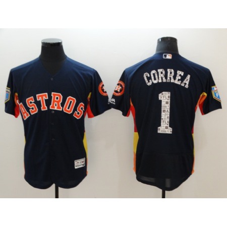 Men's Houston Astros #1 Carlos Correa Navy 2018 Spring Training Flexbase Stitched MLB Jersey