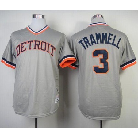 Mitchell and Ness 1984 Tigers #3 Alan Trammell Grey Throwback Stitched MLB Jersey