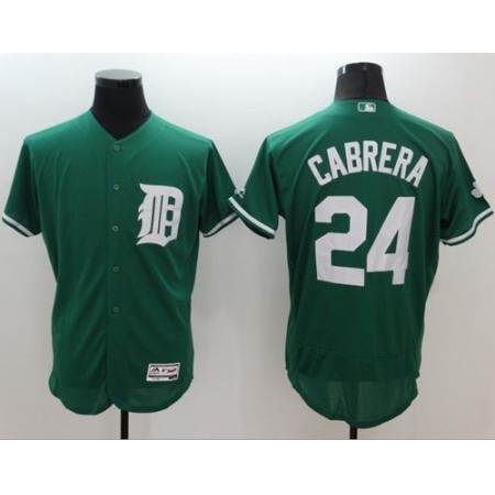 Tigers #24 Miguel Cabrera Green Celtic Flexbase Authentic Collection Stitched MLB Jersey