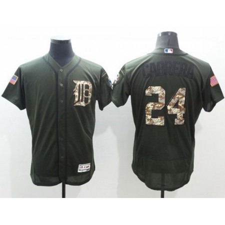 Tigers #24 Miguel Cabrera Green Flexbase Authentic Collection Salute to Service Stitched MLB Jersey