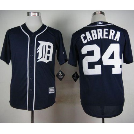 Tigers #24 Miguel Cabrera Navy Blue Cool Base Stitched MLB Jersey