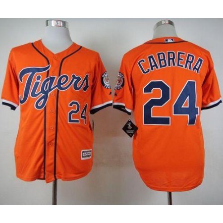 Tigers #24 Miguel Cabrera Orange Cool Base Stitched MLB Jersey
