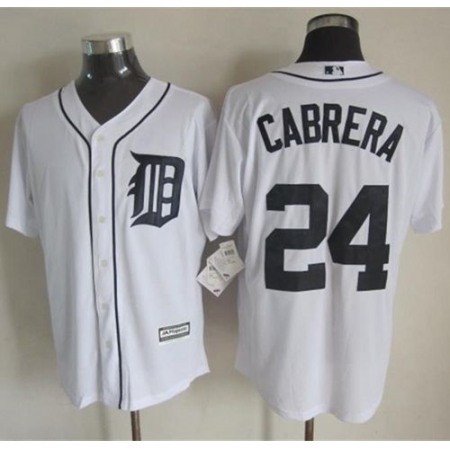 Tigers #24 Miguel Cabrera White New Cool Base Stitched MLB Jersey
