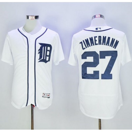 Tigers #27 Jordan Zimmermann White Flexbase Authentic Collection Stitched MLB Jersey