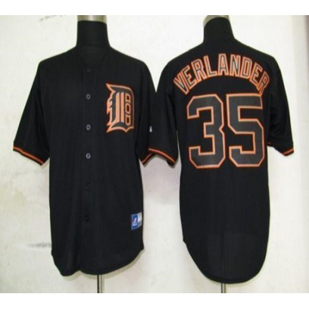 Tigers #35 Justin Verlander Black Fashion Stitched MLB Jersey