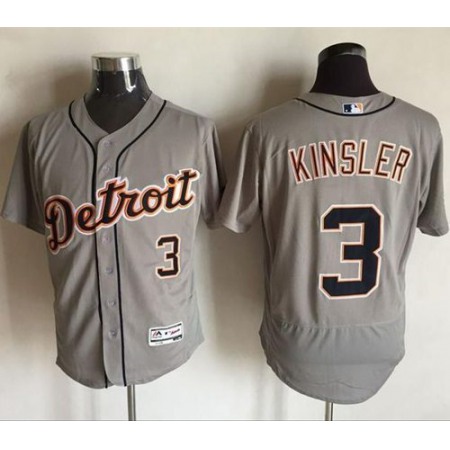Tigers #3 ian Kinsler Grey Flexbase Authentic Collection Stitched MLB Jersey