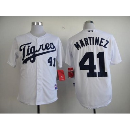 Tigers #41 Victor Martinez White "Los Tigres" Stitched MLB Jersey
