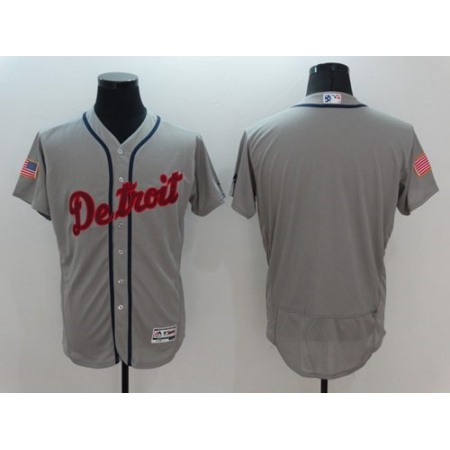 Tigers Blank Grey Fashion Stars & Stripes Flexbase Authentic Stitched MLB Jersey