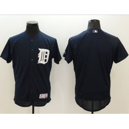 Tigers Blank Navy Blue Flexbase Authentic Collection Stitched MLB Jersey
