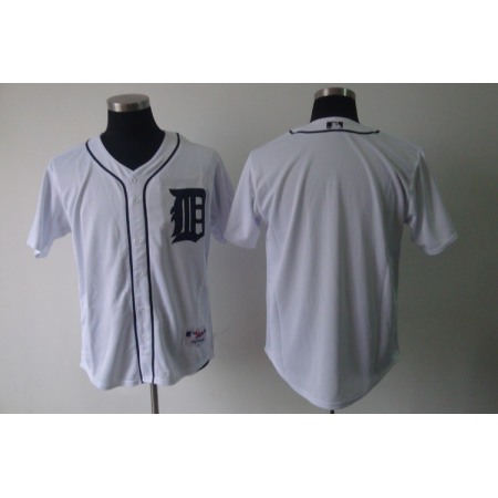 Tigers Blank White Cool Base Stitched MLB Jersey