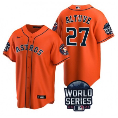 Men's Houston Astros #27 Jose Altuve 2021 Orange World Series Cool Base Stitched Baseball Jersey