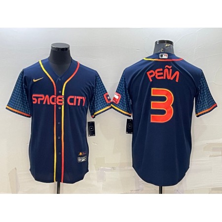 Men's Houston Astros #3 Jeremy Pena 2022 Navy City Connect Cool Base Stitched Jersey