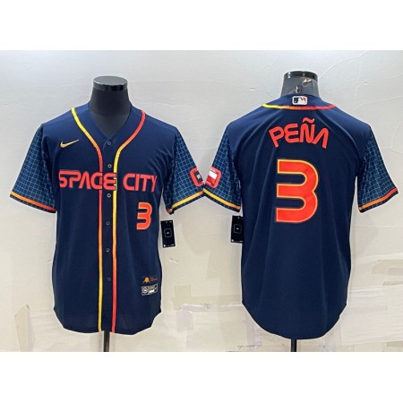 Men's Houston Astros #3 Jeremy Pena 2022 Navy City Connect Cool Base Stitched Jersey