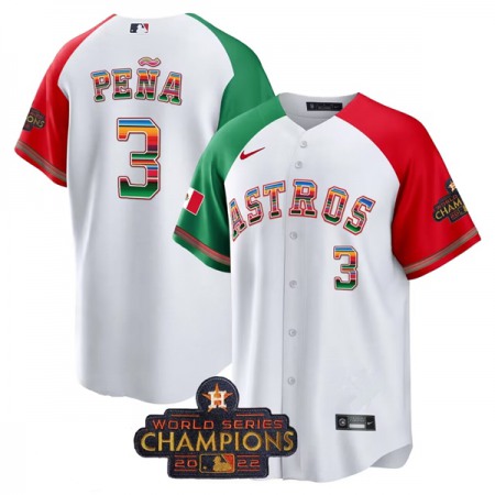 Men's Houston Astros #3 Jeremy Pena White Mexico Texas Cool Base Stitched Baseball Jersey
