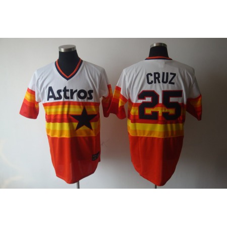 Mitchell and Ness Astros #25 Jose Cruz White/Orange Stitched Throwback MLB Jersey