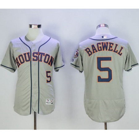 Astros #5 Jeff Bagwell Grey Flexbase Authentic Collection Stitched MLB Jersey