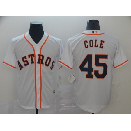 Men's Houston Astros #45 Gerrit Cole White Cool Base Stitched MLB Jersey