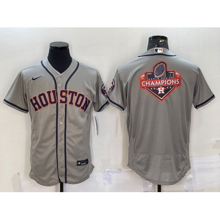 Men's Houston Astros Gray 2022 World Series Champions Team Big Logo Flex Base Stitched Jersey