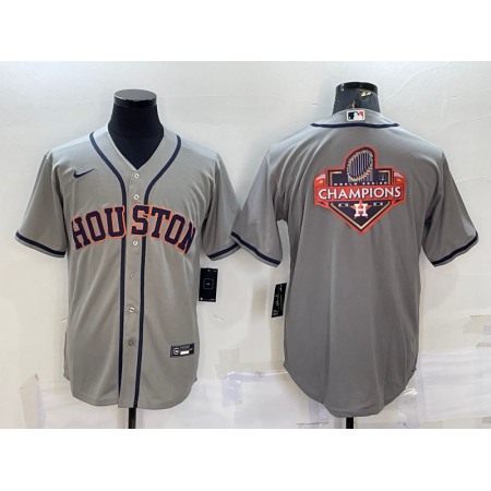 Men's Houston Astros Grey 2022 World Series Champions Team Big Logo Cool Base Stitched Jersey