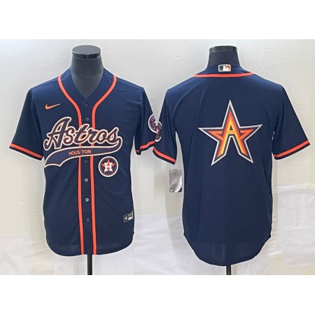 Men's Houston Astros Navy Team Big Logo With Patch Cool Base Stitched Baseball Jersey