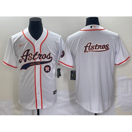 Men's Houston Astros White Team Big Logo With Patch Cool Base Stitched Baseball Jersey