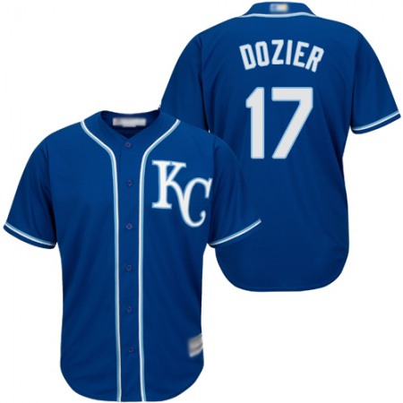 Men's Kansas City Royals #17 Hunter Dozier Blue Cool Base Stitched MLB Jersey