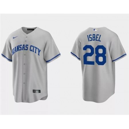 Men's Kansas City Royals #28 Kyle isbel Grey Cool Base Stitched Baseball Jersey