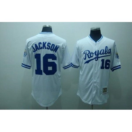 Mitchell and Ness Royals #16 Bo Jackson Stitched White Throwback MLB Jersey