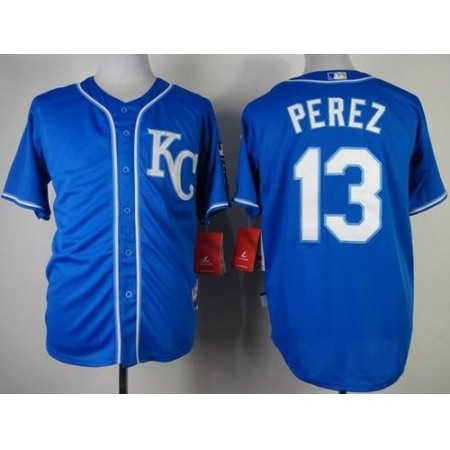 Royals #13 Salvador Perez Blue Alternate 2 Cool Base Stitched MLB Jersey