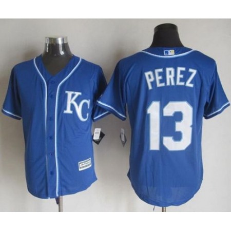 Royals #13 Salvador Perez Blue Alternate 2 New Cool Base Stitched MLB Jersey