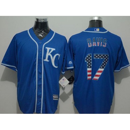 Royals #17 Wade Davis Blue USA Flag Fashion Stitched MLB Jersey