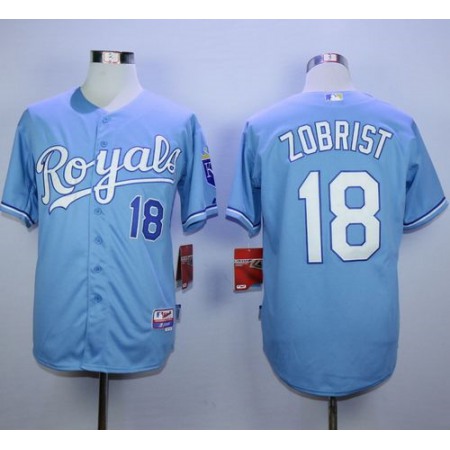 Royals #18 Ben Zobrist Light Blue Alternate 1 Cool Base Stitched MLB Jersey