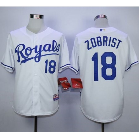 Royals #18 Ben Zobrist White Cool Base Stitched MLB Jersey