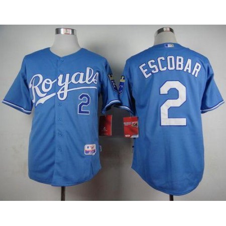 Royals #2 Alcides Escobar Light Blue Alternate 1 Cool Base Stitched MLB Jersey