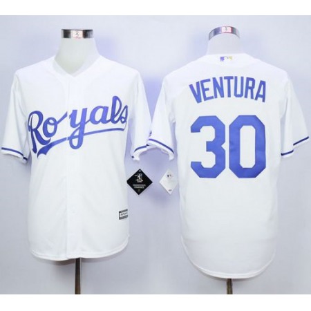 Royals #30 Yordano Ventura White New Cool Base Stitched MLB Jersey