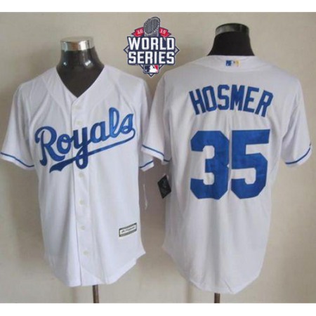 Royals #35 Eric Hosmer White New Cool Base W/2015 World Series Patch Stitched MLB Jersey