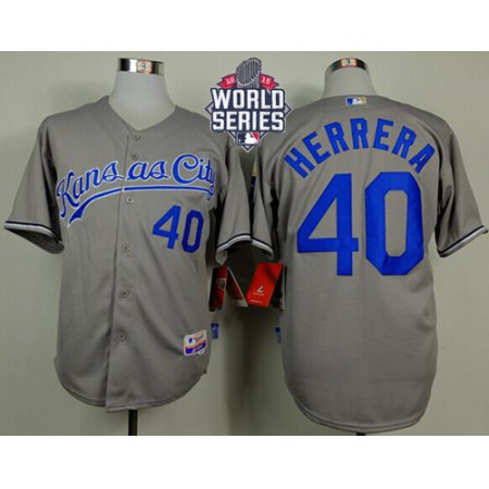 Royals #40 Kelvin Herrera Grey Cool Base W/2015 World Series Patch Stitched MLB Jersey